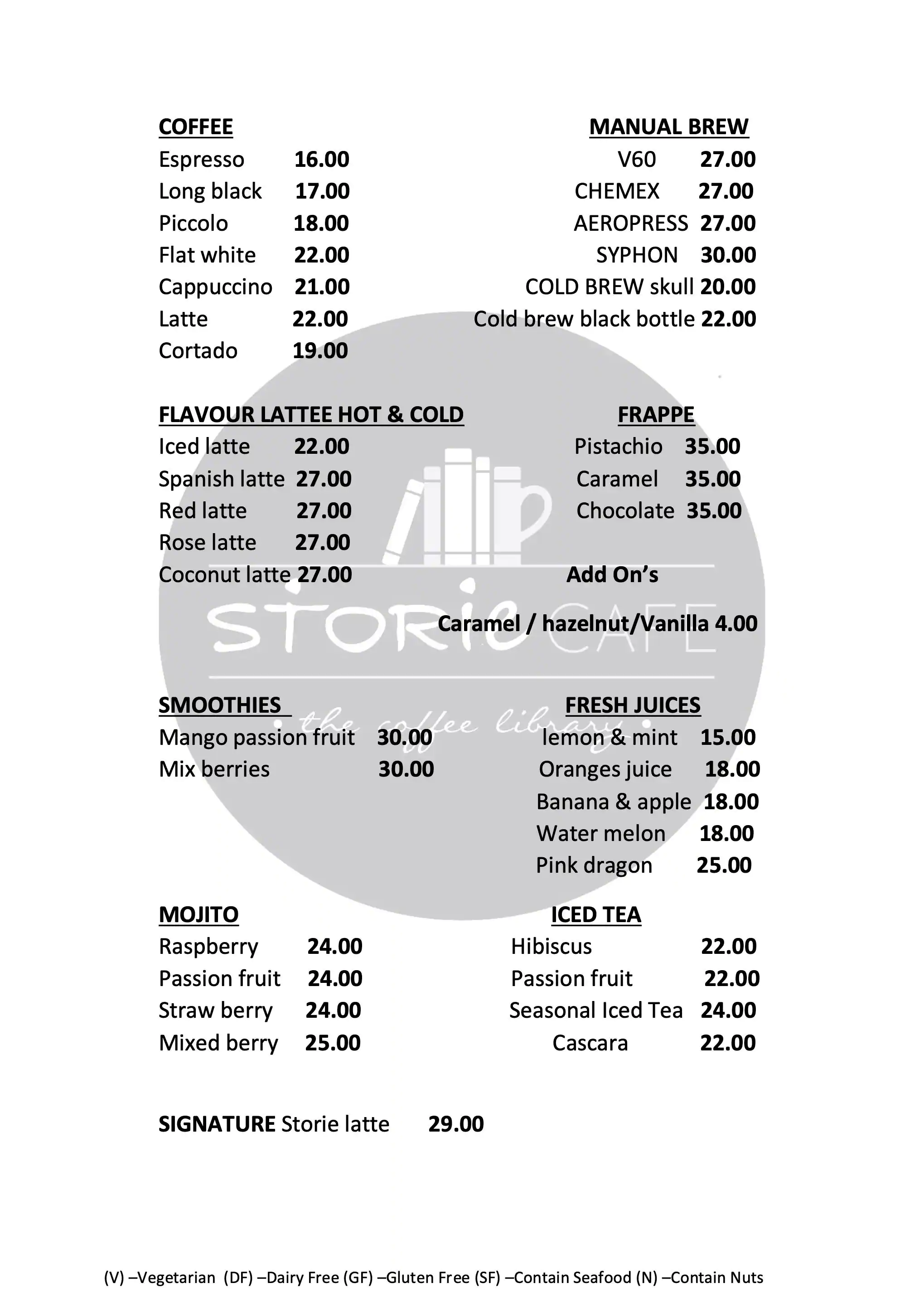 Storie Cafe Menu, Menu for Storie Cafe, University City, Sharjah 