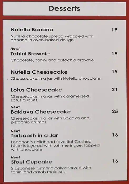 Manoushe Street Menu, Menu for Manoushe Street, University City, Sharjah 