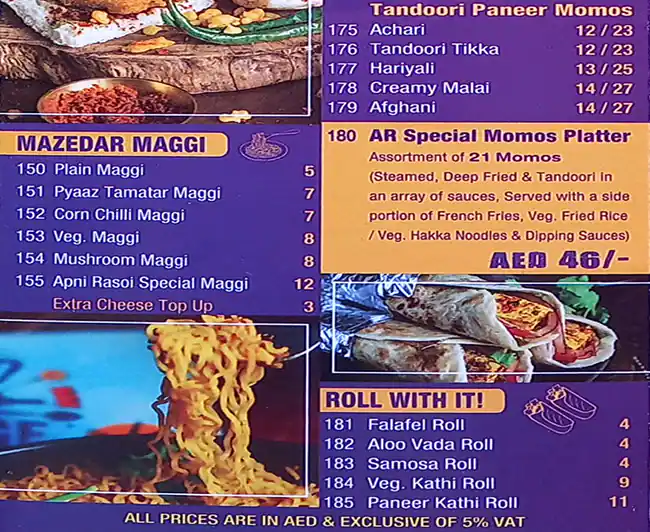 Apni Rasoi (Burj Al Falak) Menu 