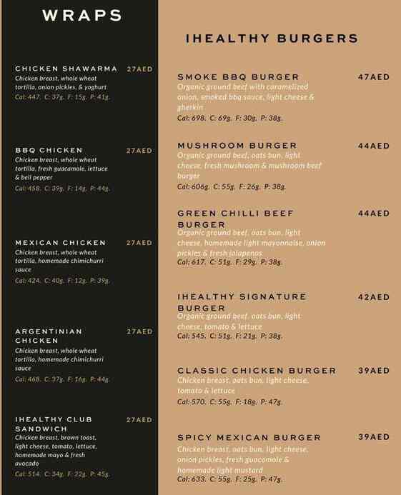 iHealthy Menu, Menu for iHealthy, University City, Sharjah 