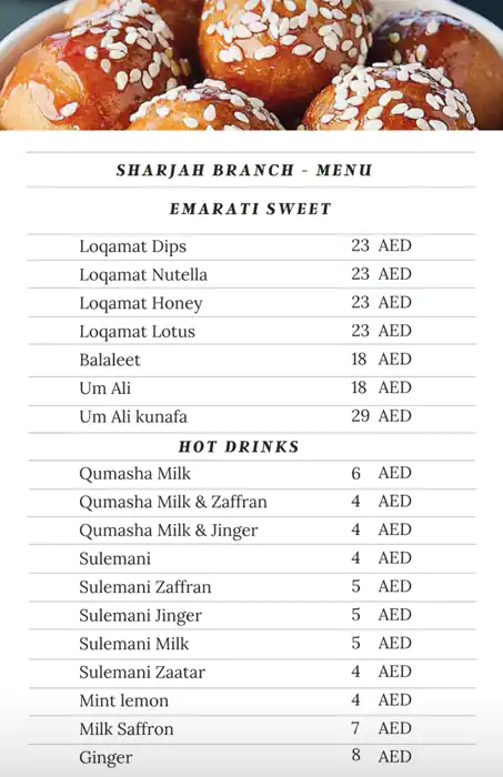 Qumasha Menu, Menu for Qumasha, University City, Sharjah 