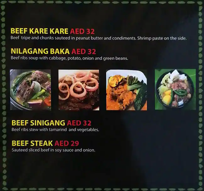 Resto Pinoy Menu, Menu for Resto Pinoy, Al Khalidiya, Abu Dhabi 