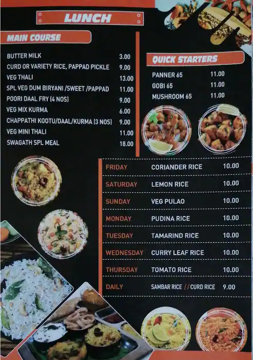 Swagath Menu, Menu for Swagath, Al Markaziya, Abu Dhabi 