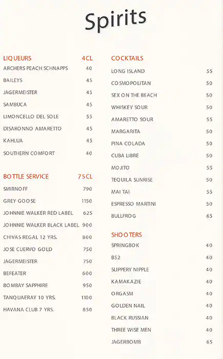 Belgian Cafe - InterContinental Hotel Menu 