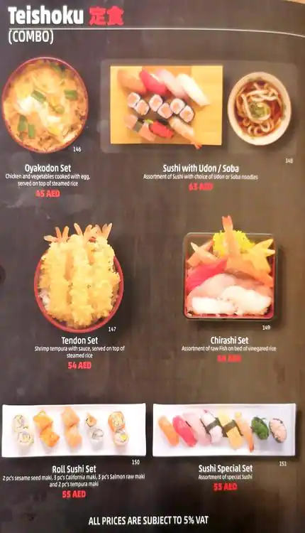 Samurai Japanese Restaurant Menu 