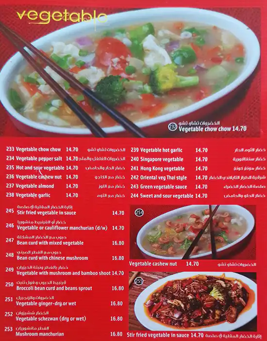 Mongolian Chinese Restaurant Menu 