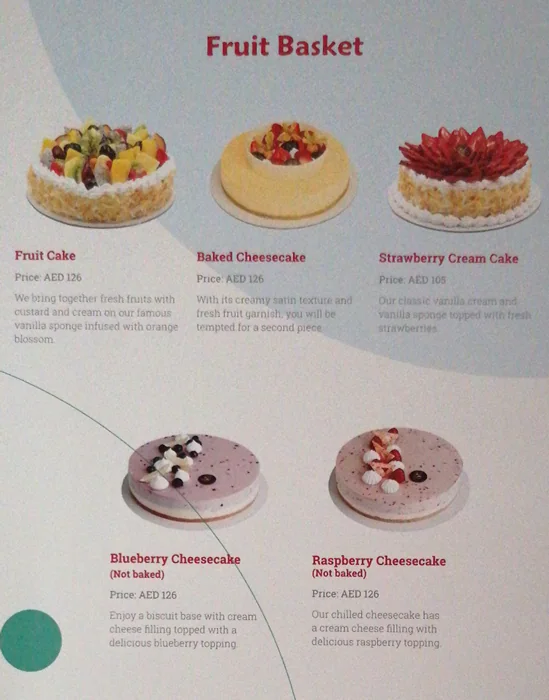 Mister Baker Menu, Menu for Mister Baker, Al Wahda, Abu Dhabi 