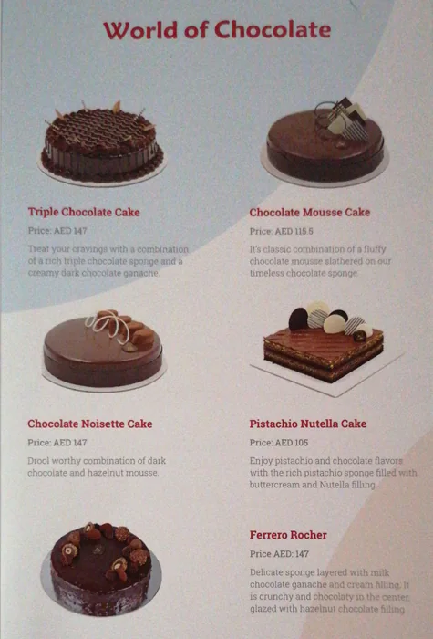 Mister Baker Menu, Menu for Mister Baker, Al Wahda, Abu Dhabi 