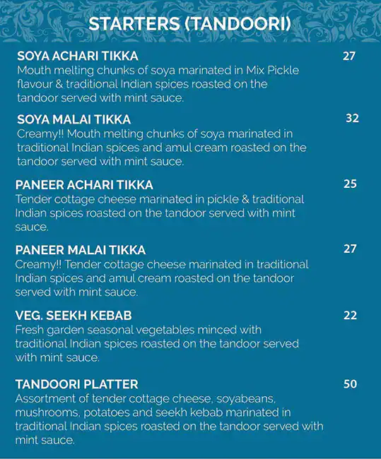 Golden Spoon Vegetarian Restaurant Menu 