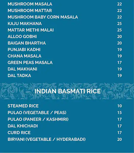 Golden Spoon Vegetarian Restaurant Menu 