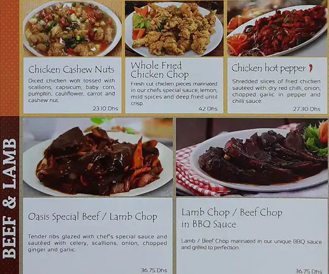 Oasis Chinese Restaurant Menu, Menu for Oasis Chinese Restaurant, Madinat Zayed, Abu Dhabi 