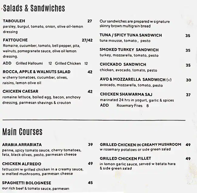 Cafe Arabia Menu, Menu for Cafe Arabia, Al Karamah, Abu Dhabi 