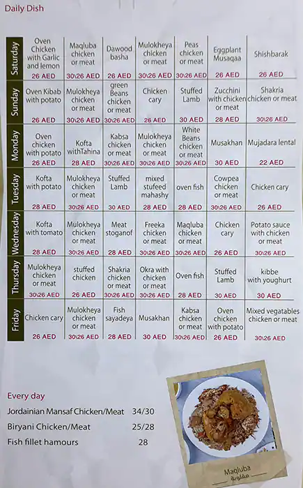 Abul Nawas Menu, Menu for Abul Nawas, Al Dhafrah, Abu Dhabi 