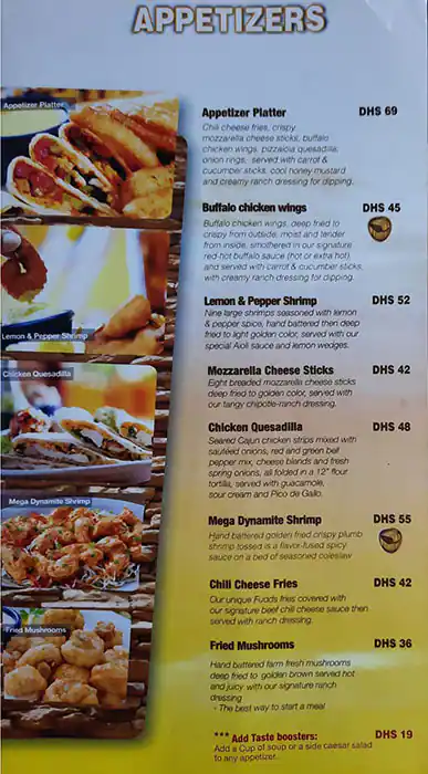 Fuddruckers Menu, Menu for Fuddruckers, Marina Village, Abu Dhabi 