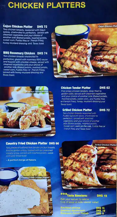 Fuddruckers Menu, Menu for Fuddruckers, Marina Village, Abu Dhabi 