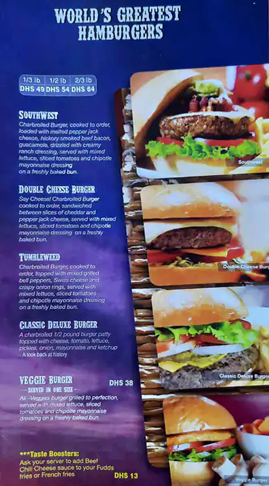 Fuddruckers Menu, Menu for Fuddruckers, Marina Village, Abu Dhabi 