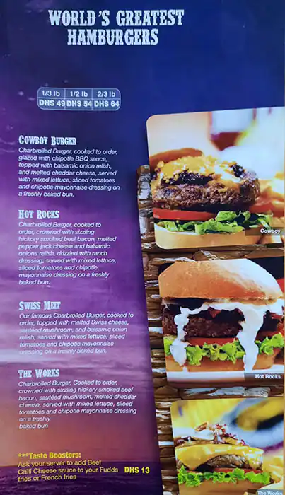 Fuddruckers Menu, Menu for Fuddruckers, Marina Village, Abu Dhabi 