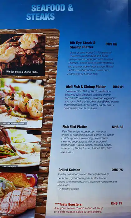 Fuddruckers Menu, Menu for Fuddruckers, Marina Village, Abu Dhabi 