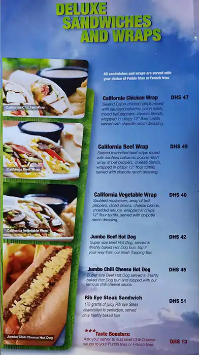 Fuddruckers Menu, Menu for Fuddruckers, Marina Village, Abu Dhabi 