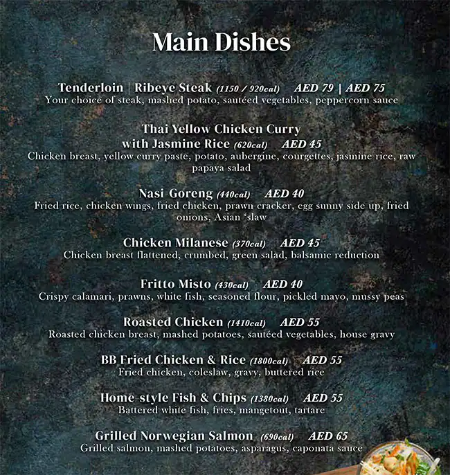 Bloomsbury's Menu, Menu for Bloomsbury's, Al Wahda, Abu Dhabi 