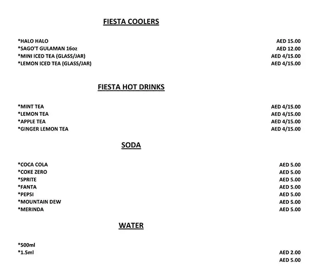 Kainan Barrio Fiesta Menu, Menu for Kainan Barrio Fiesta, Mussafah Sanaiya, Abu Dhabi 