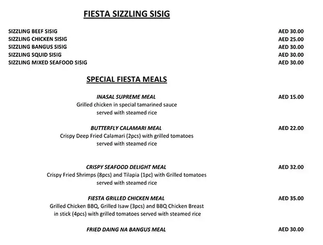 Kainan Barrio Fiesta Menu, Menu for Kainan Barrio Fiesta, Mussafah Sanaiya, Abu Dhabi 