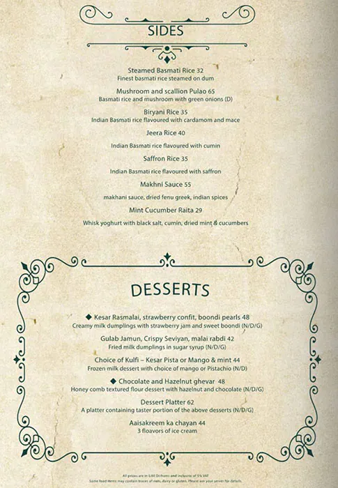 Ushna Menu, Menu for Ushna, Al Maqtaa, Abu Dhabi 