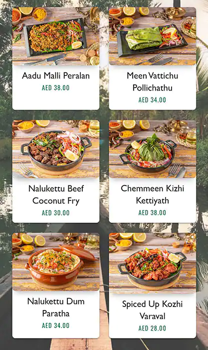 Nalukettu Menu, Menu for Nalukettu, Al Markaziya, Abu Dhabi 