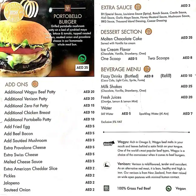 Burger Hood Menu, Menu for Burger Hood, Embassies District, Abu Dhabi 