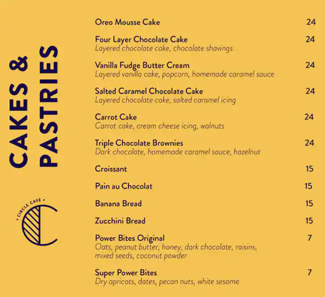 Circle Cafe Menu, Menu for Circle Cafe, Khalifa City, Abu Dhabi 