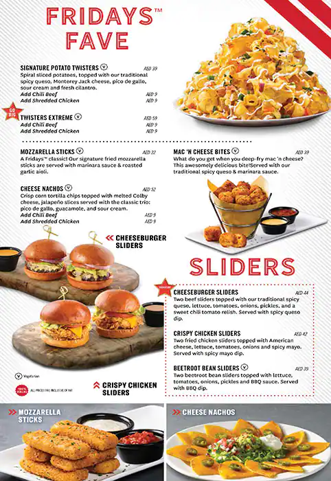 TGI Fridays Menu, Menu for TGI Fridays, Al Wahda, Abu Dhabi 