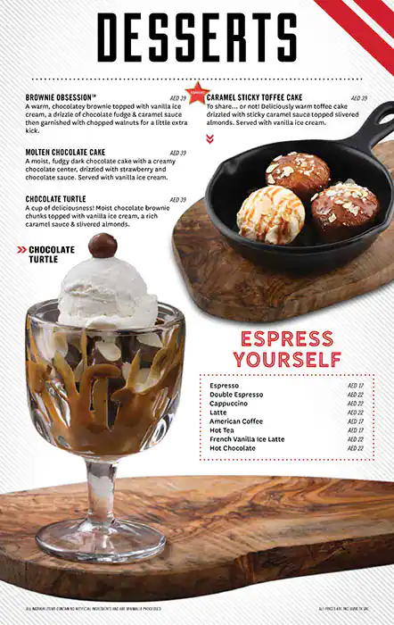 TGI Fridays Menu, Menu for TGI Fridays, Al Wahda, Abu Dhabi 