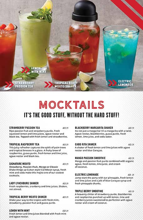 TGI Fridays Menu, Menu for TGI Fridays, Al Wahda, Abu Dhabi 