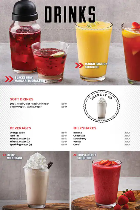 TGI Fridays Menu, Menu for TGI Fridays, Al Wahda, Abu Dhabi 