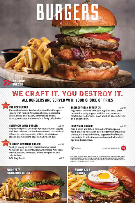 TGI Fridays Menu, Menu for TGI Fridays, Al Wahda, Abu Dhabi 