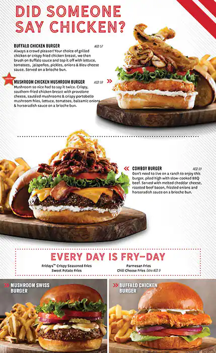 TGI Fridays Menu, Menu for TGI Fridays, Al Wahda, Abu Dhabi 