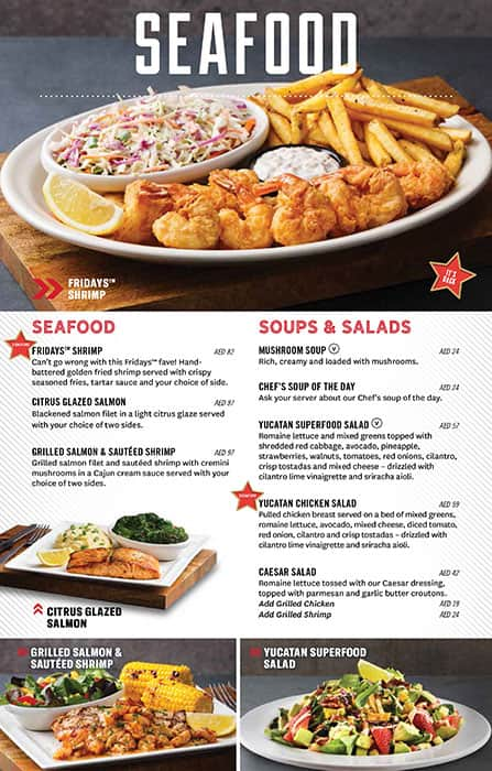 TGI Fridays Menu, Menu for TGI Fridays, Al Wahda, Abu Dhabi 