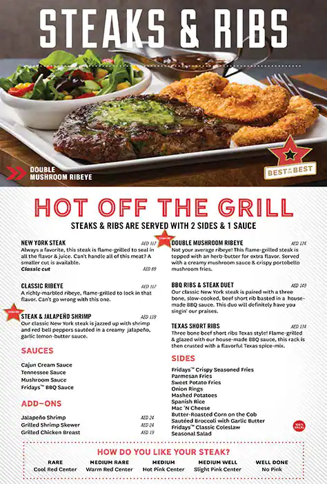 TGI Fridays Menu, Menu for TGI Fridays, Al Wahda, Abu Dhabi 