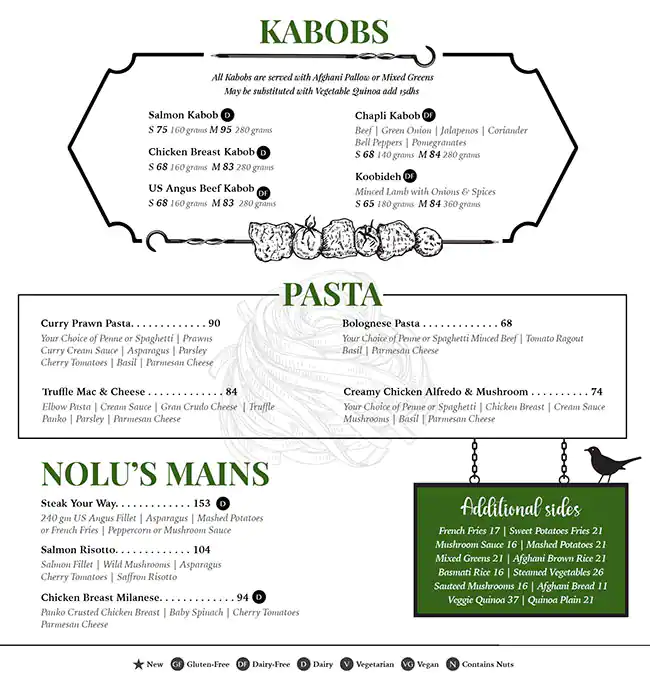 Nolu's Downtown Menu, Menu for Nolu's Downtown, Al Maryah Island, Abu Dhabi 