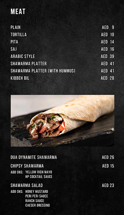 Maroosh Menu, Menu for Maroosh, Khalifa City, Abu Dhabi 