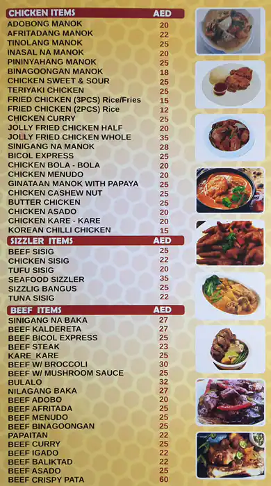 Jolly Bee Menu, Menu for Jolly Bee, Mussafah Shabiya, Abu Dhabi 