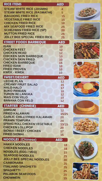 Jolly Bee Menu, Menu for Jolly Bee, Mussafah Shabiya, Abu Dhabi 