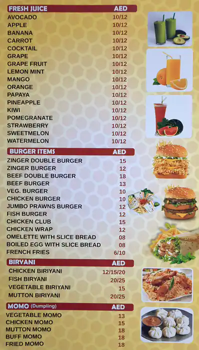 Jolly Bee Menu, Menu for Jolly Bee, Mussafah Shabiya, Abu Dhabi 