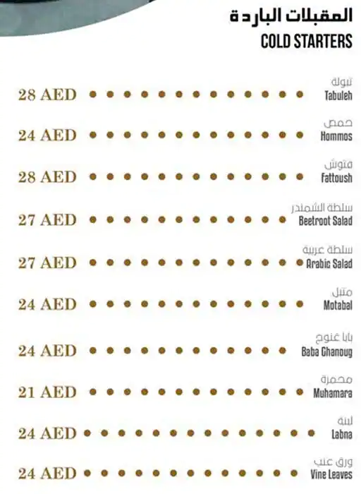 Cerutti Menu, Menu for Cerutti, Al Markaziya, Abu Dhabi 