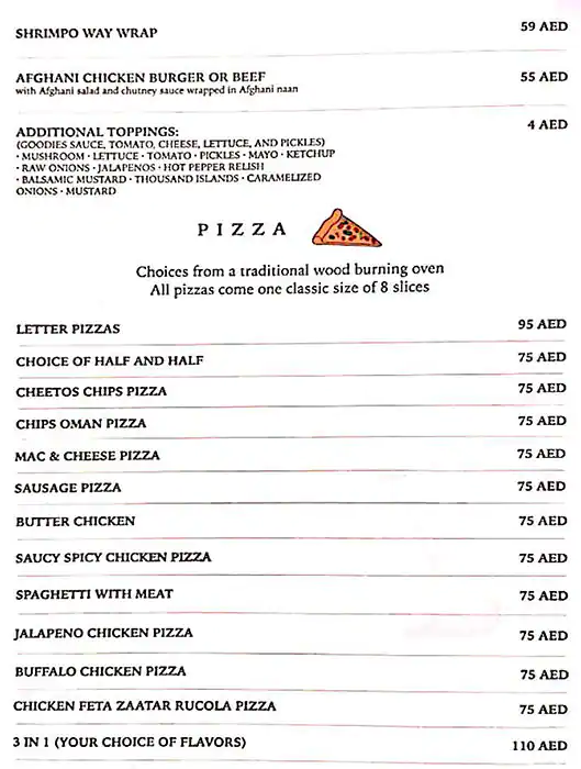 Gudee Pizza & Cafe Menu, Menu for Gudee Pizza & Cafe, Al Dhafrah, Abu Dhabi 