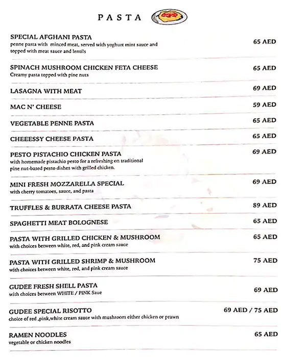 Gudee Pizza & Cafe Menu, Menu for Gudee Pizza & Cafe, Al Dhafrah, Abu Dhabi 