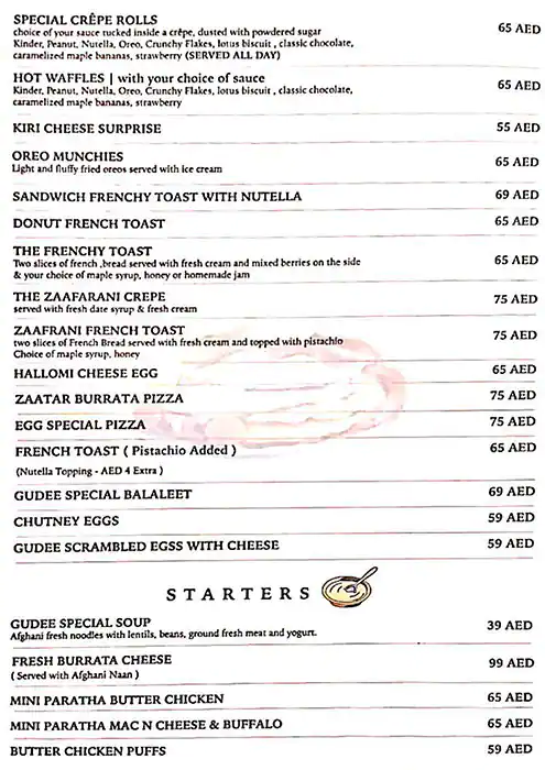 Gudee Pizza & Cafe Menu, Menu for Gudee Pizza & Cafe, Al Dhafrah, Abu Dhabi 