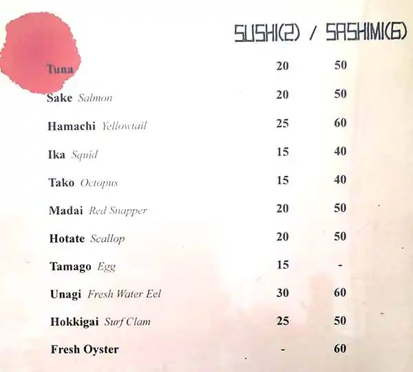 Sushi Maru Menu, Menu for Sushi Maru, Al Mushrif, Abu Dhabi 