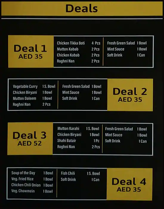 Lal Qila Menu, Menu for Lal Qila, Marina Village, Abu Dhabi 