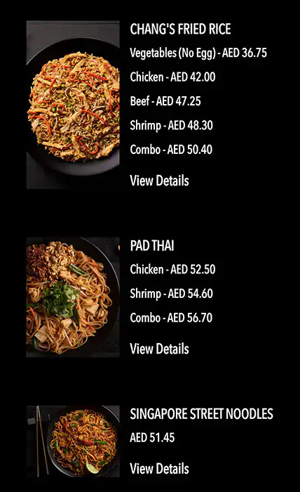 P.F. Chang's Menu, Menu for P.F. Chang's, Yas Island, Abu Dhabi 